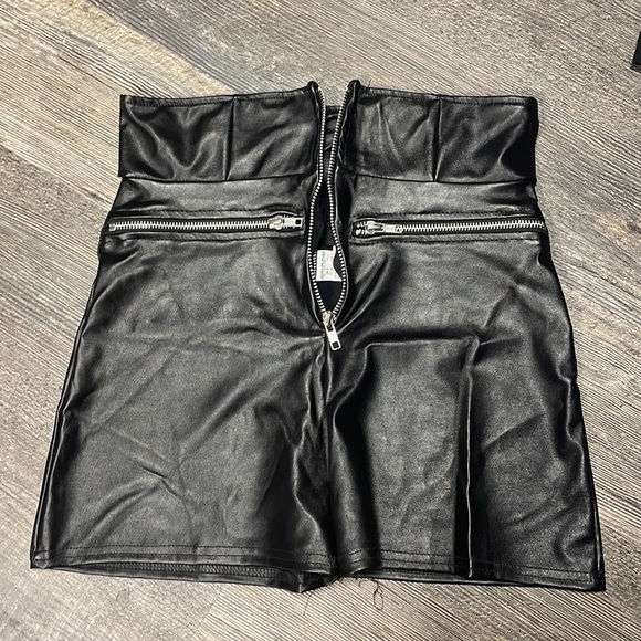 PLT leather shorts, garage skirt, UP jean skirt, H&M black shorts 6, PLT shorts - Picture 2 of 6